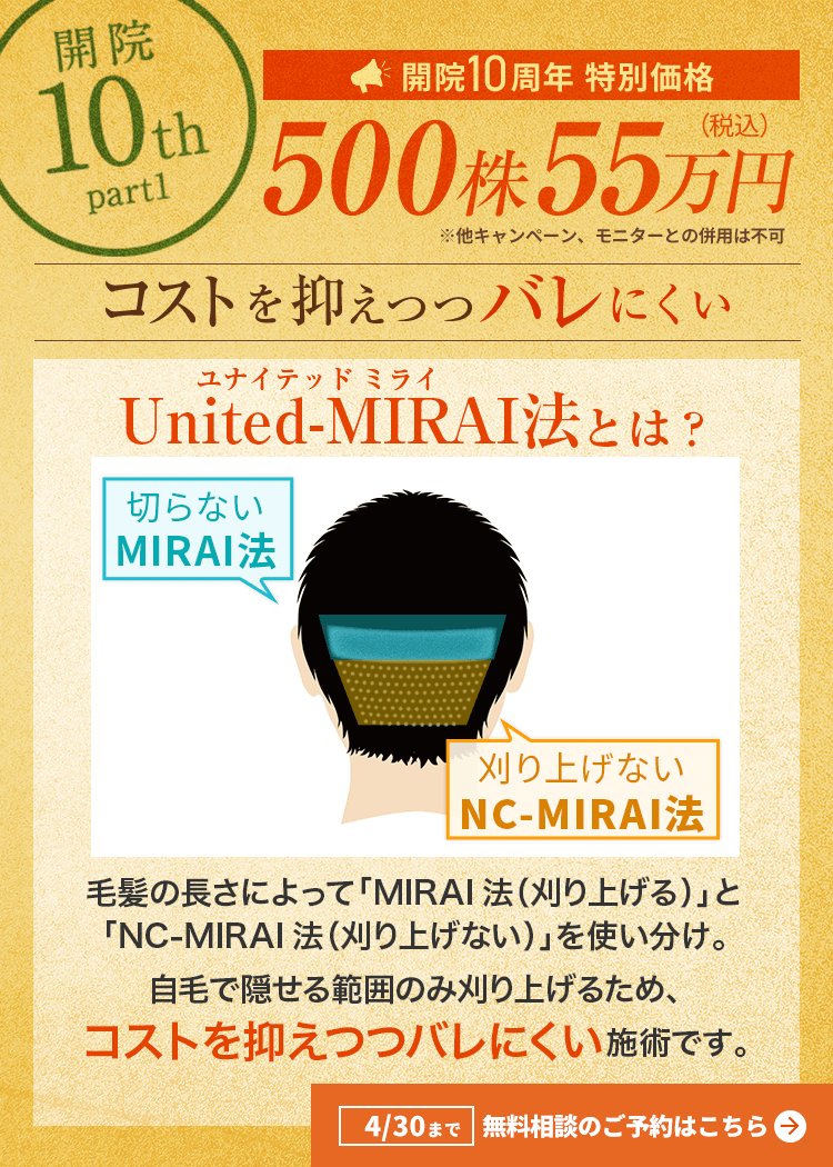 開院10周年特別価格 United-MIRAI 500株55万円